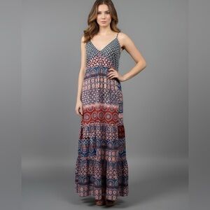 Boho Geo Print Criss Cross Back Cami Dress